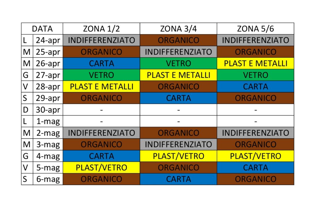 CALENDARIO RACCOLTA DOMICILIARE DAL 24 APRILE AL 06 MAGGIO-001